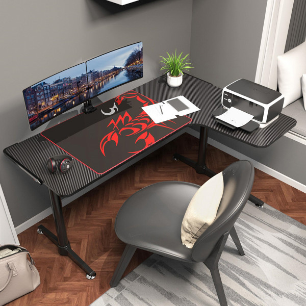 Eureka Ergonomic L60 60" Black L Shaped Gaming Desk, Right  